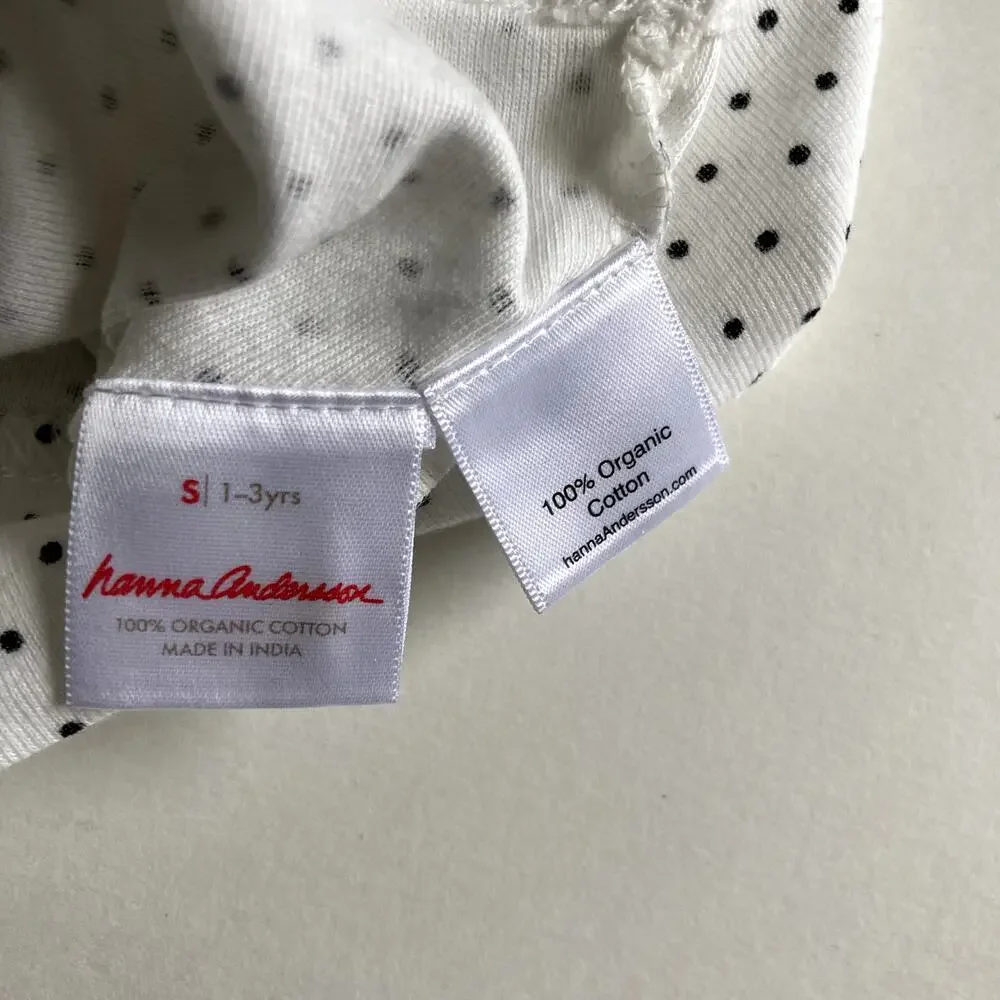 Hanna Andersson Polka Dot Knit Gnome Cap - White Black - Small 1-3Y